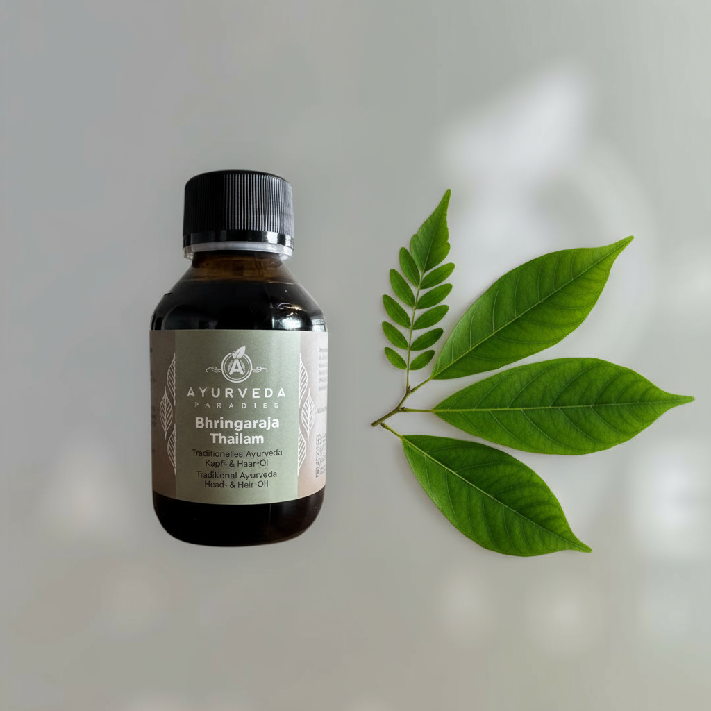 AYURVEDA-PARADIES Bhringaraja Thailam, Medizinal Glasflasche