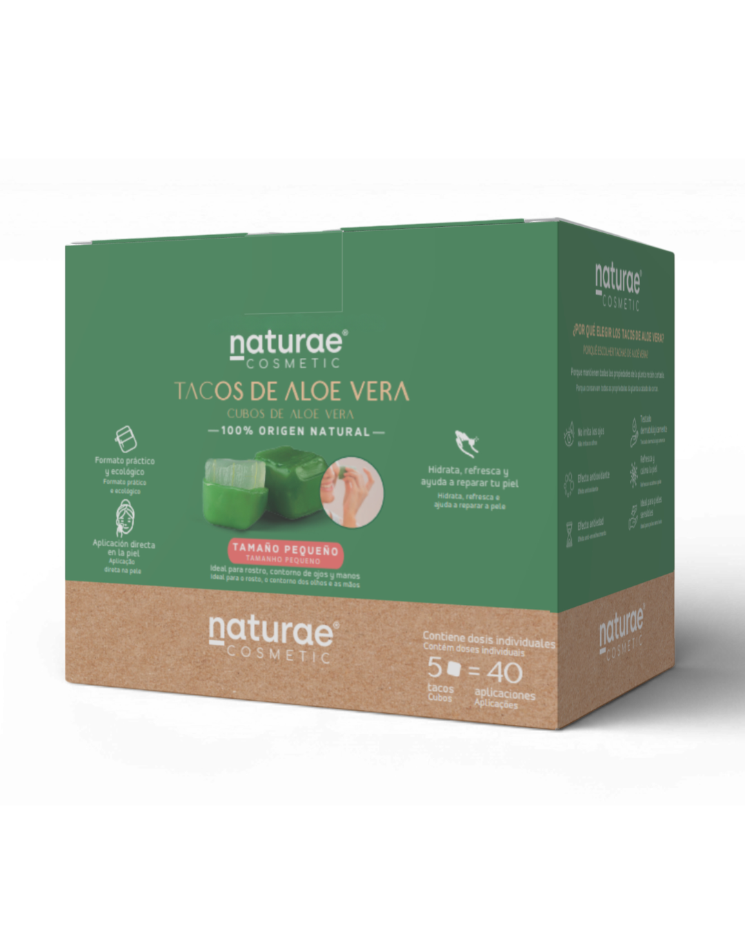 Naturae Cosmetics Aloe Vera 100%, Box mit 5 Würfel Klein (40 Anwendungen)
