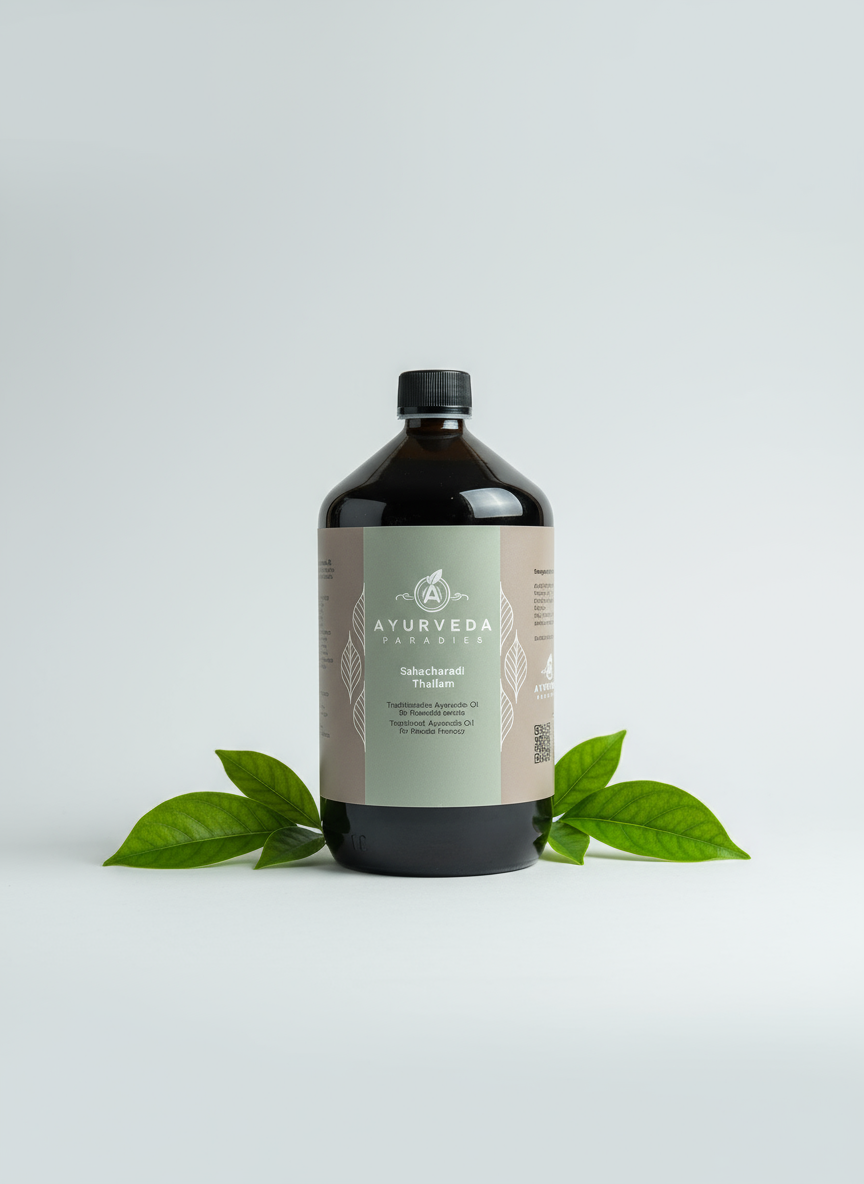 AYURVEDA-PARADIES Sahacharadi Thailam, Medizinal Glasflasche