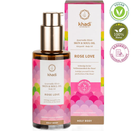 Ayurvedisches Elixier Haut & Seele Körperöl Rose Love, 100ml | Körperöle | Khadi Natural